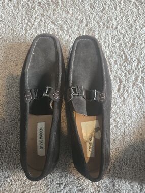 Steve Madden Dark Brown Suede Bit Loafers